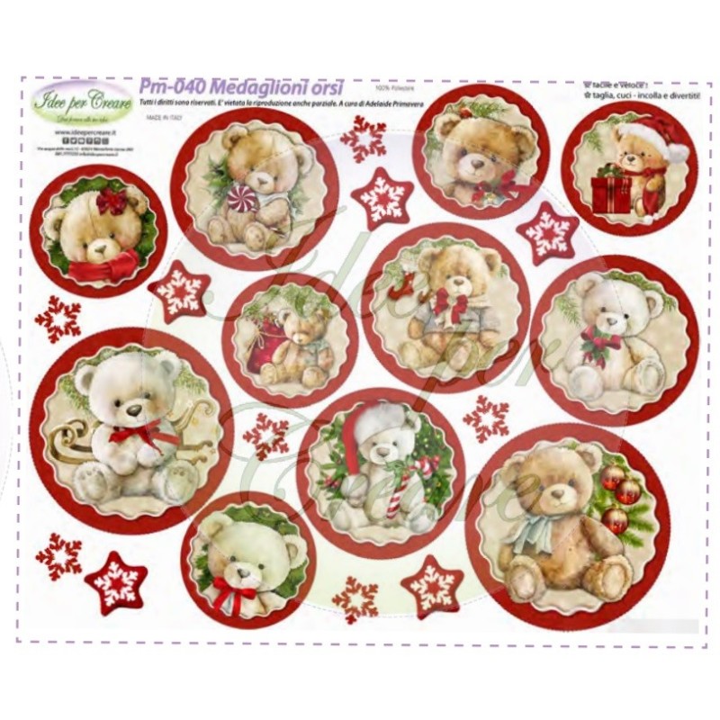 Pannello Medaglioni Orsi Idee per Creare PM-040 Sfere con Orsetti