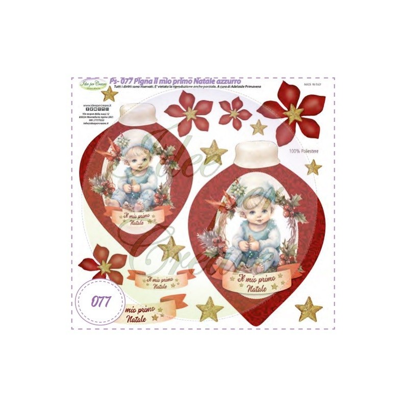 Pannello Pigna Il Mio Primo Natale Azzurro Ps-077 Idee Per Creare 25x25cm