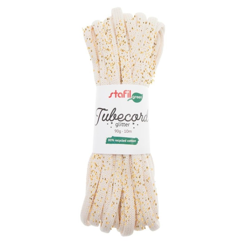 Cordoncino Tubolare TUBECORD Glitter Tricotin colore Crema 10metri