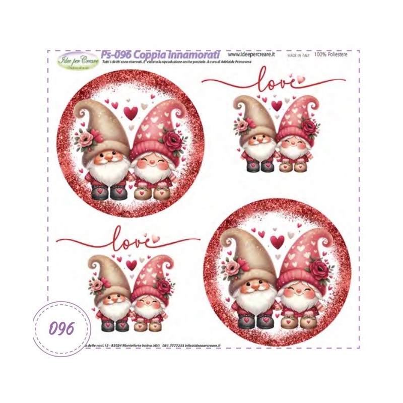 Pannello Coppia Gnomi Innamorati Ps-096 Idee Per Creare 25x25cm