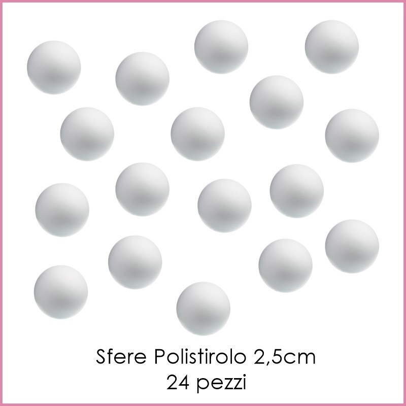 Sfere di Polistirolo - 2,5cm (confezione 24 pezzi)
