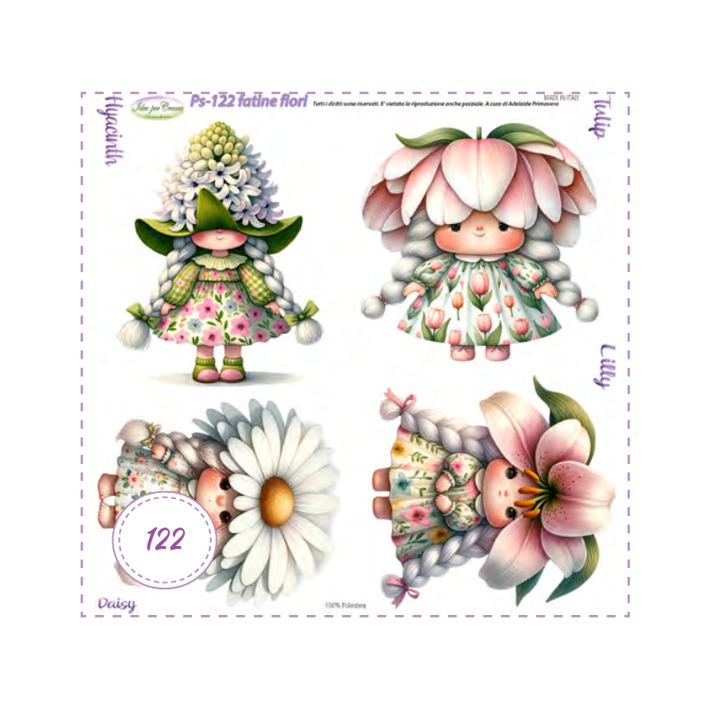 PANNELLO Fatine Fiori PS-122 IDEE PER CREARE 25X25CM