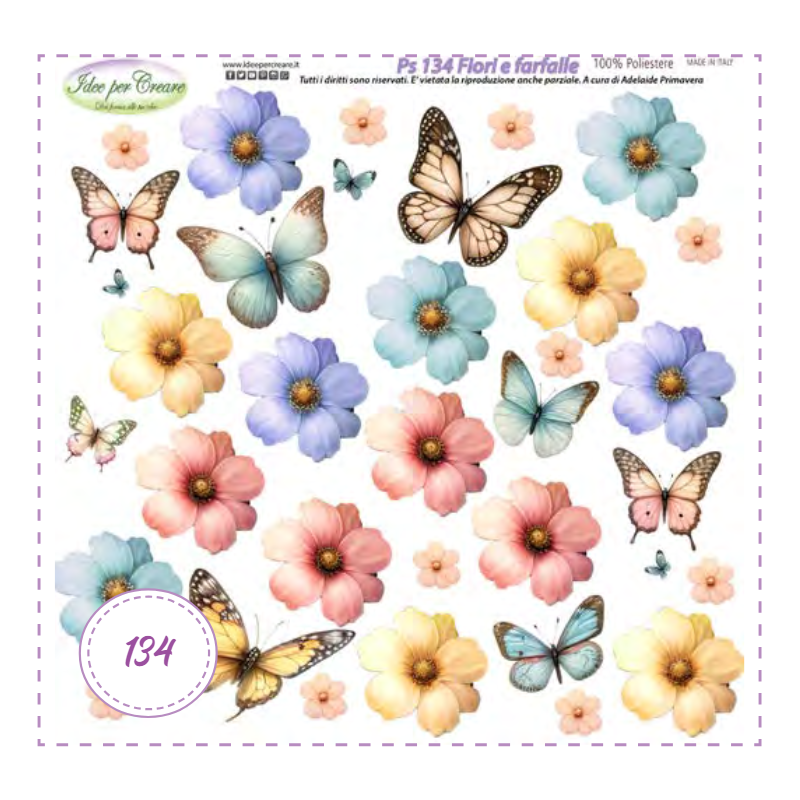 PANNELLO Fiori e Farfalle PS-134 IDEE PER CREARE 25X25CM
