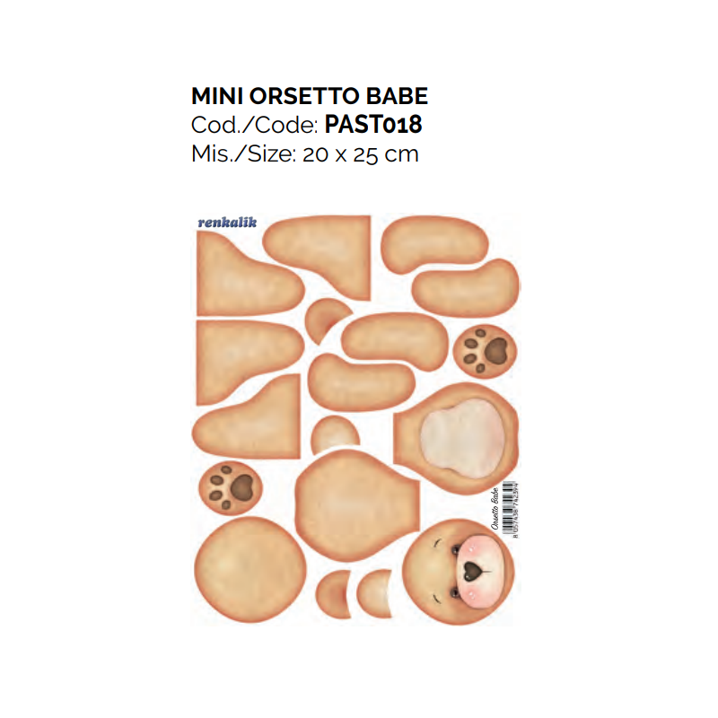 Orsetto Babe 3D Panno Kraft Renkalik Tessuto Pannello Stampato