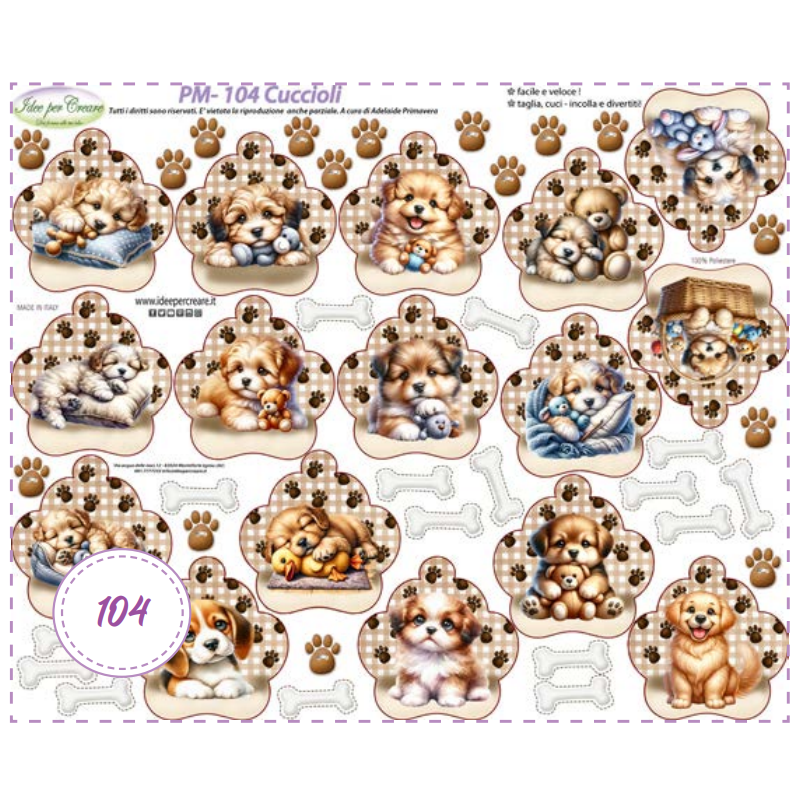 PANNELLO Cuccioli PM-104 IDEE PER CREARE Pannello Cani
