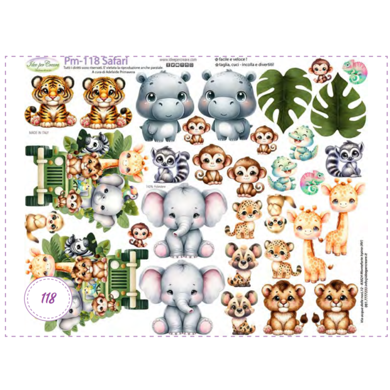 PANNELLO Safari Animali Baby PM-118 IDEE PER CREARE