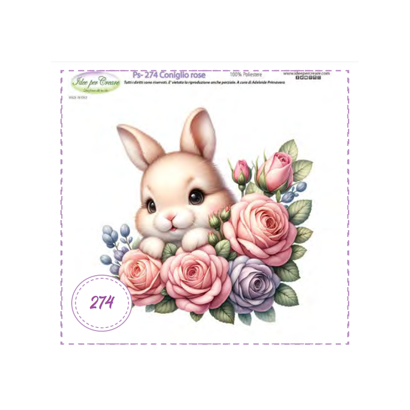 Pannello Coniglio Rose Idee per Creare Ps-274