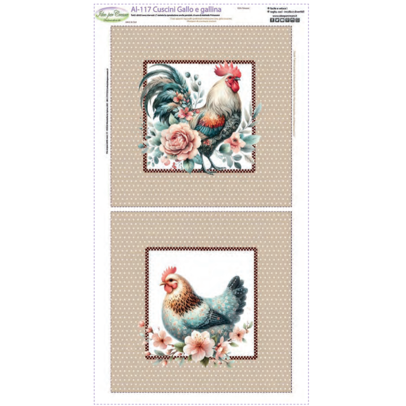 Pannello P-406 Cuscini Gallo e Gallina - Idee Per Creare