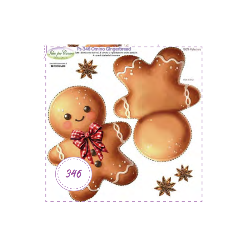 Pannello Omino GingerBread Ps-346 Idee Per Creare 25x25cm