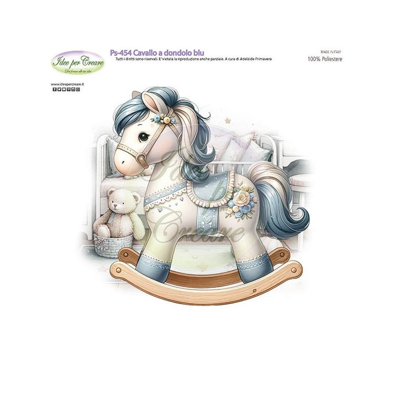 Pannello Cavallo a dondolo Blu Ps-454 Idee Per Creare 25x25cm