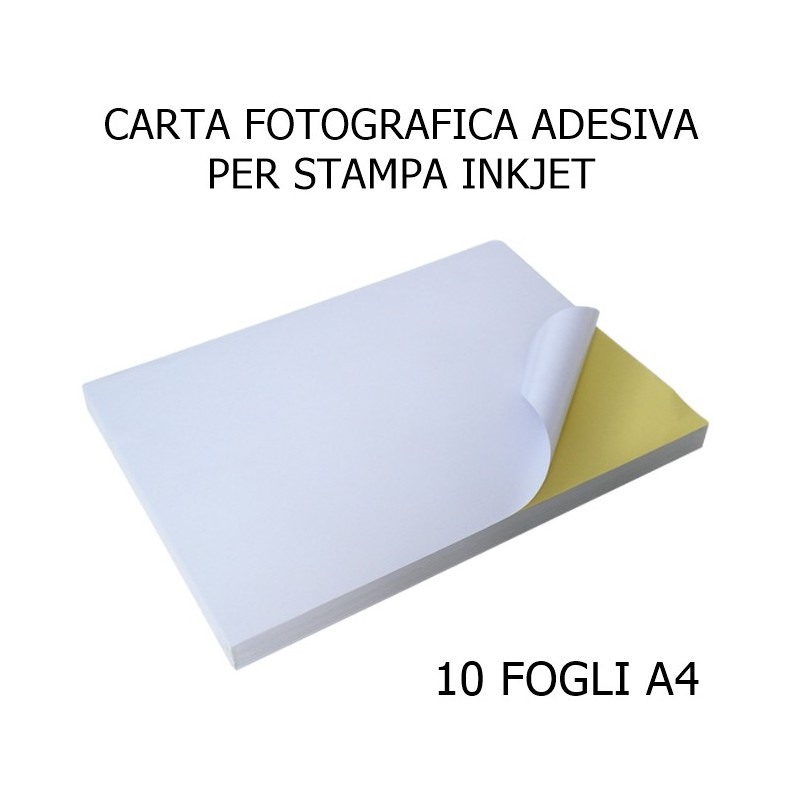10 Fogli A4 Carta Adesiva Fotografica 135gr per Stampante Inkjet